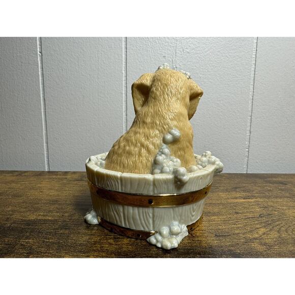 Lenox Bath Time Buddies Labrador Puppy Dog w/Duck in Tub Bubble Figurine - Picture 2 of 6